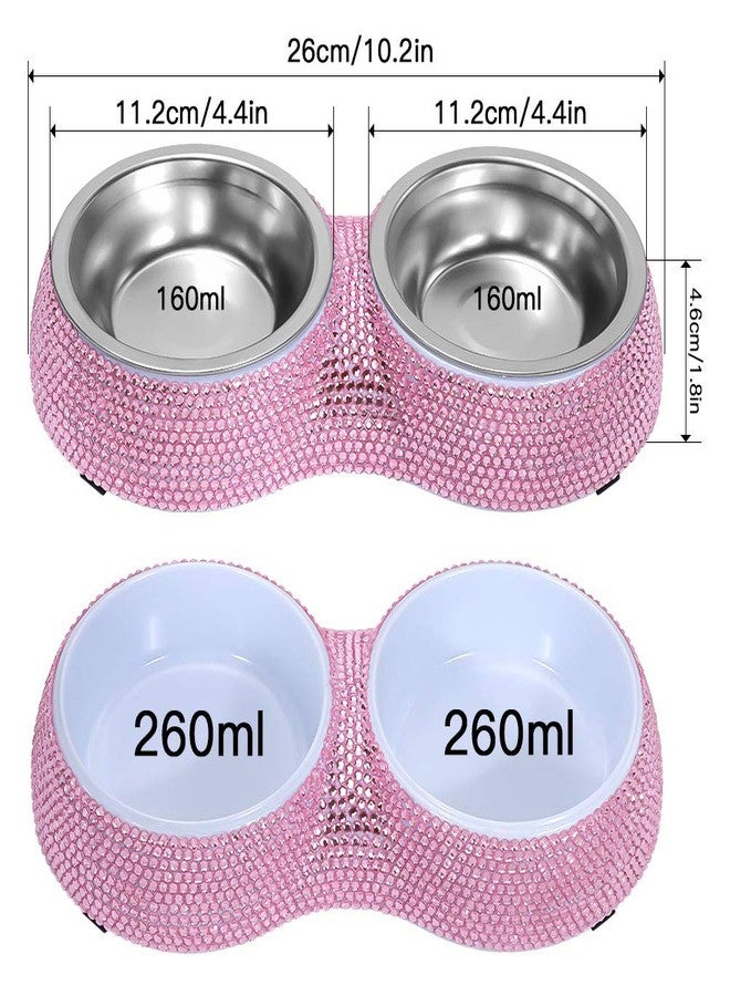 Soleebee Bling Finest Crystal Rhinestones Pet Feeder/Pet Bowls for Small Cats Dogs (Pink) - Image 3